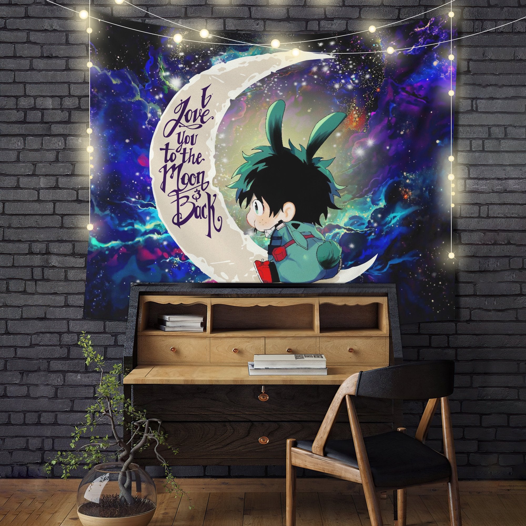 Deku My Hero Academia Anime Moon And Back Galaxy Tapestry Room Decor