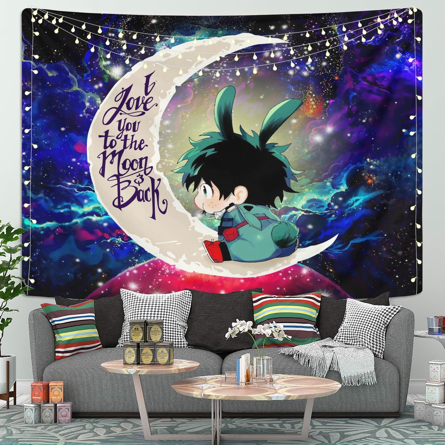 Deku My Hero Academia Anime Moon And Back Galaxy Tapestry Room Decor