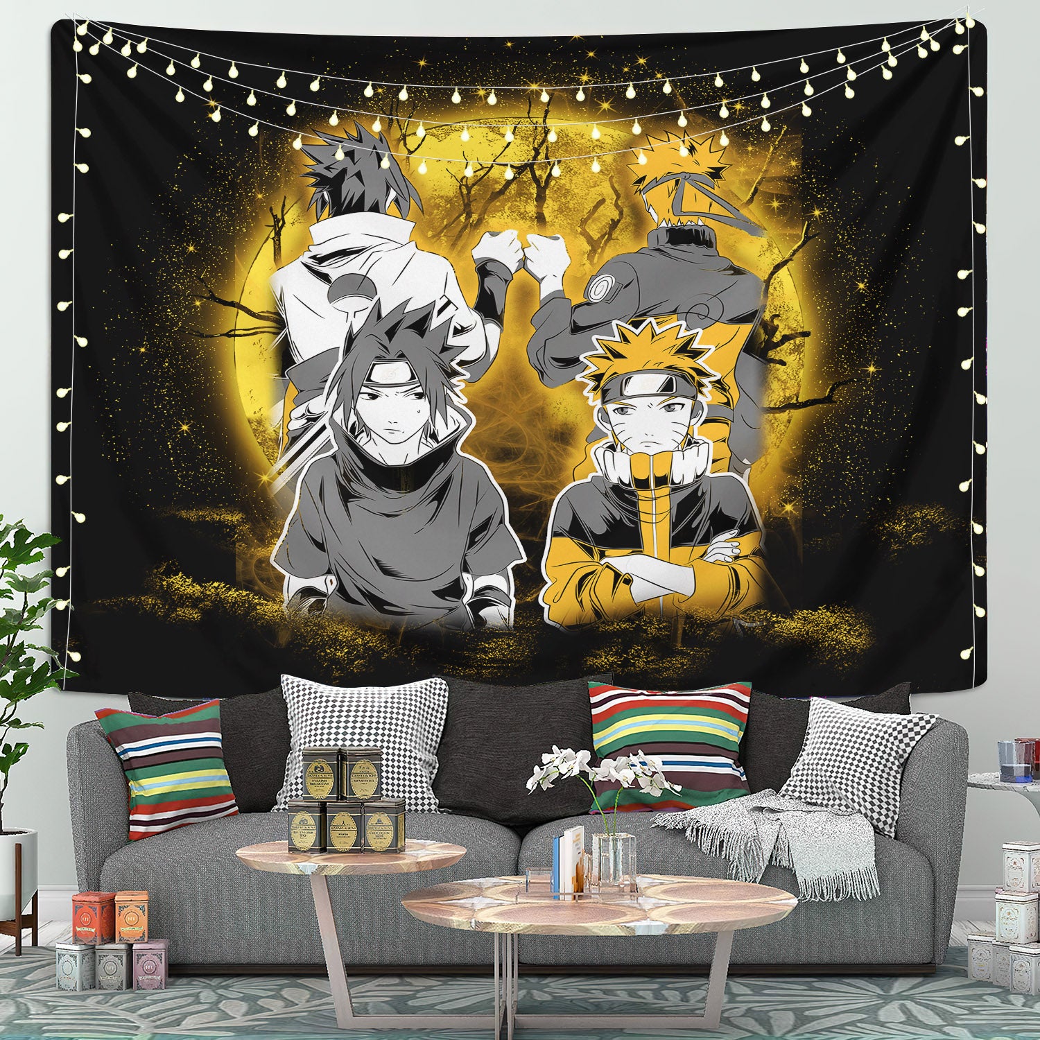 Naruto Sasuke Friends Moonlight Tapestry Room Decor
