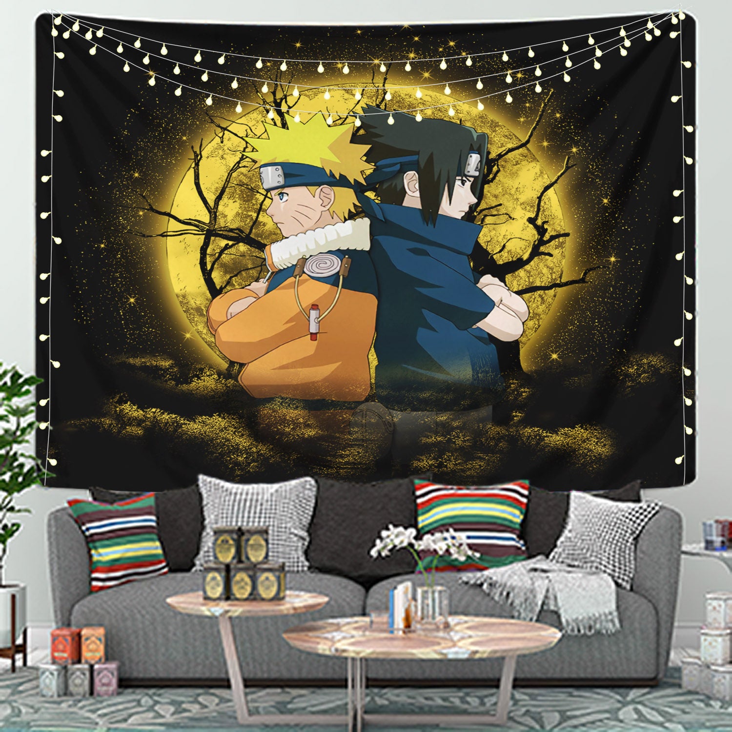 Naruto Sasuke Moonlight Tapestry Room Decor