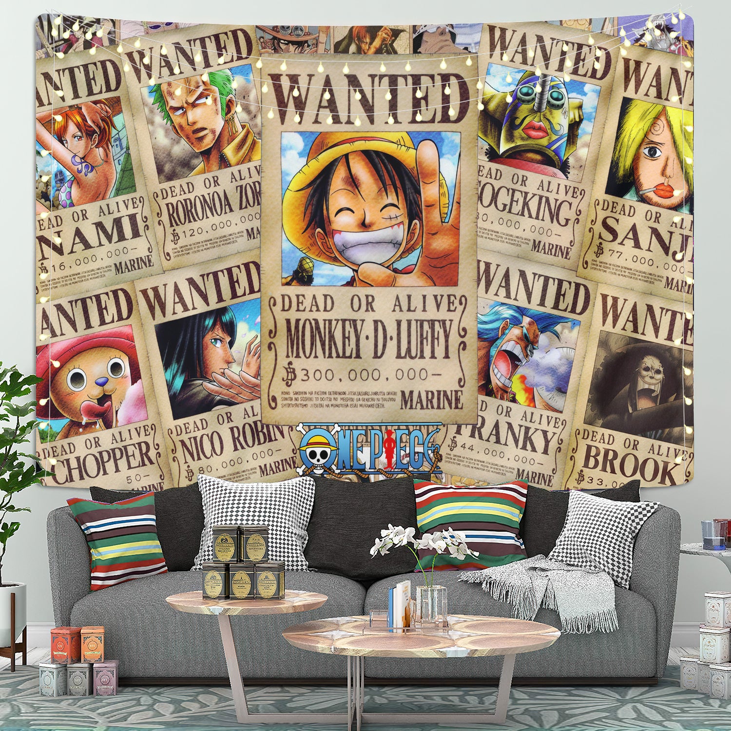One Piece Wanted Tapestry Room Decor