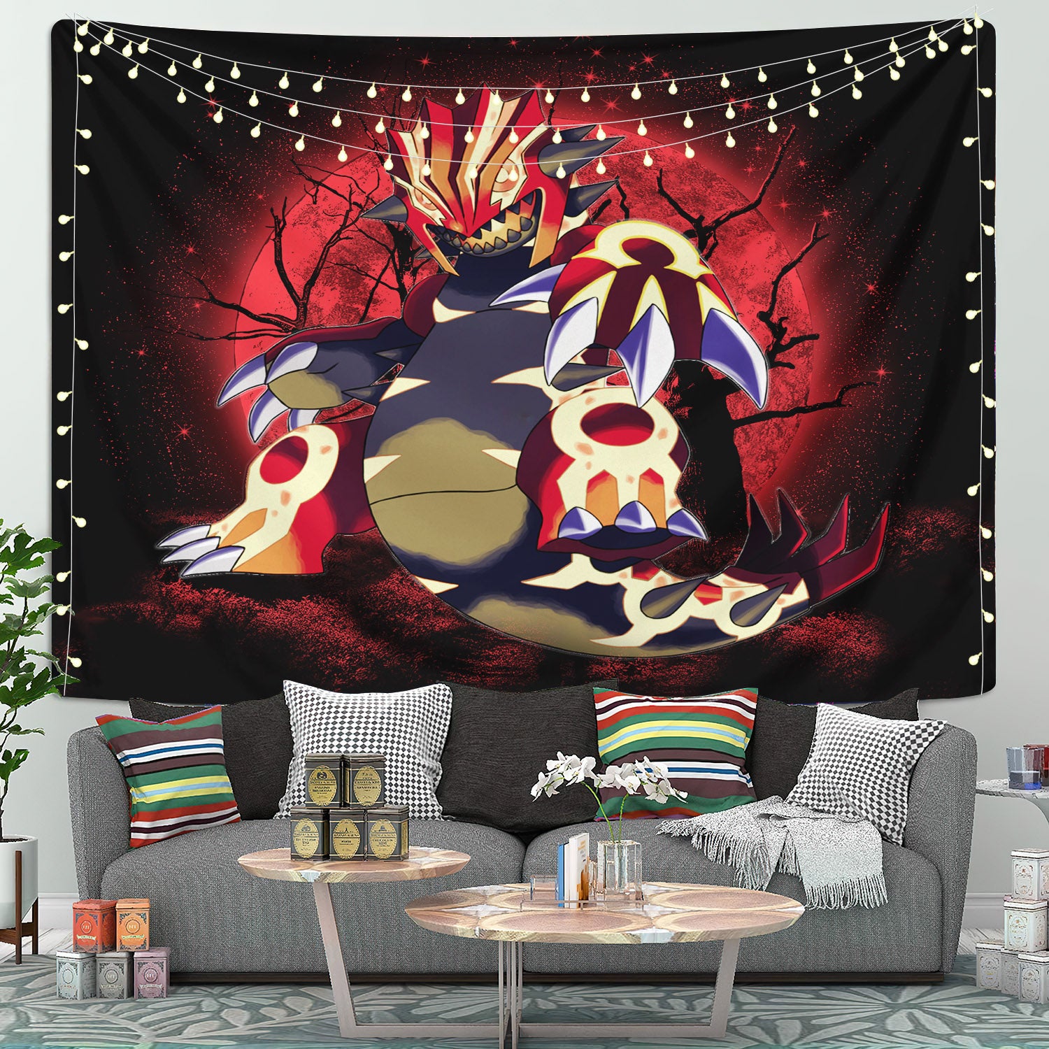 Pokemon Mega Groudon Moonlight Tapestry Room Decor