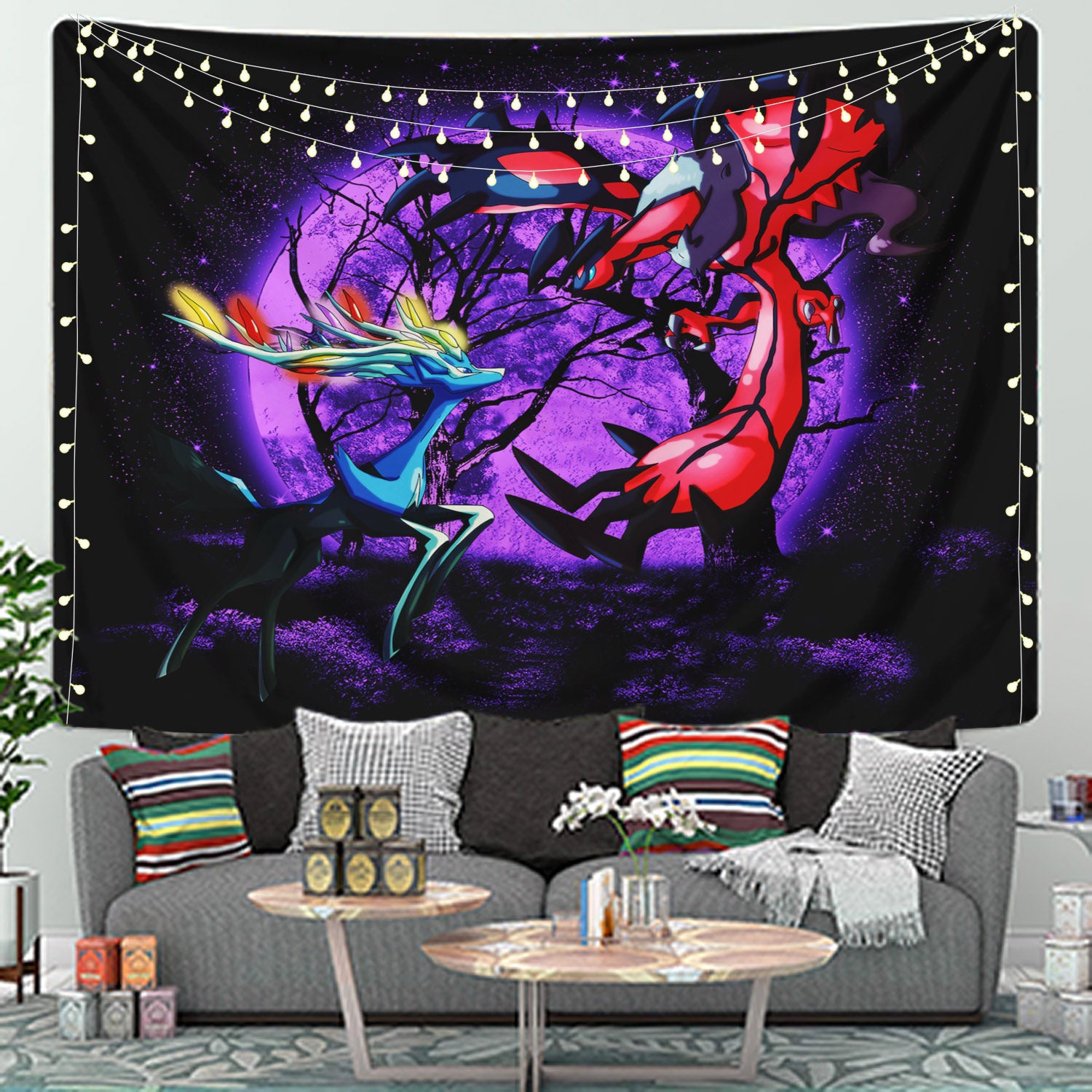 Pokemon X Y Yveltal And Xerneas Moonlight Tapestry Room Decor