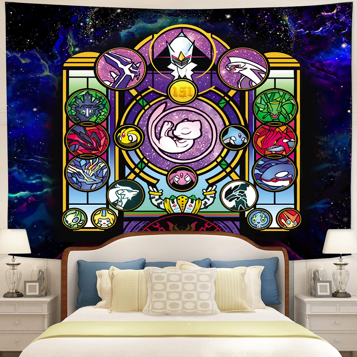 Pokemon Legendary Mewtwo Galaxy Tapestry Room Decor