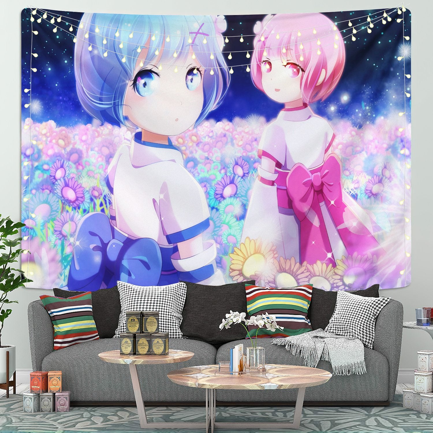 Ram And Rem ReZero Anime Tapestry Room Decor