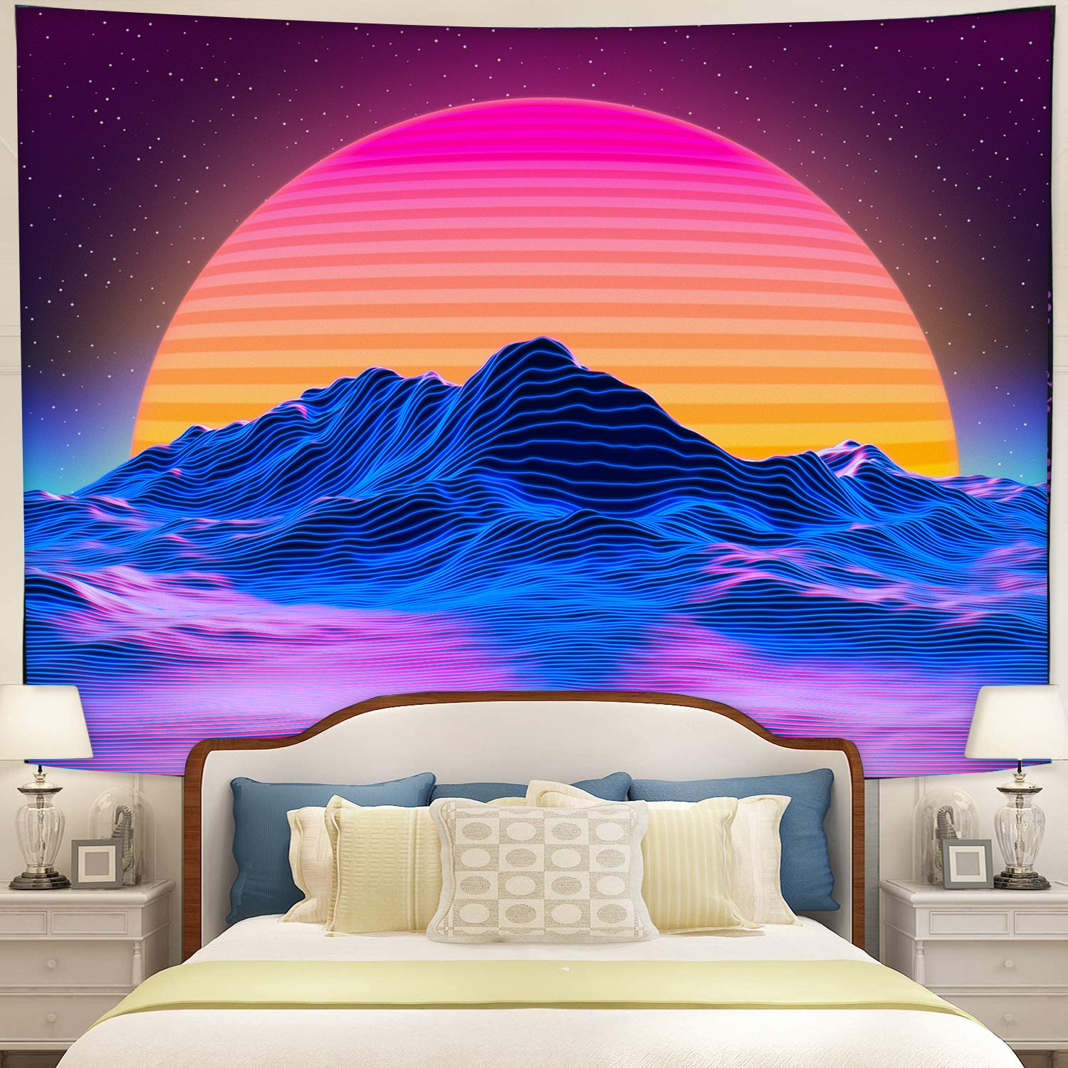Retro Computer Aesthetic Sunset Tapestry Room Decor