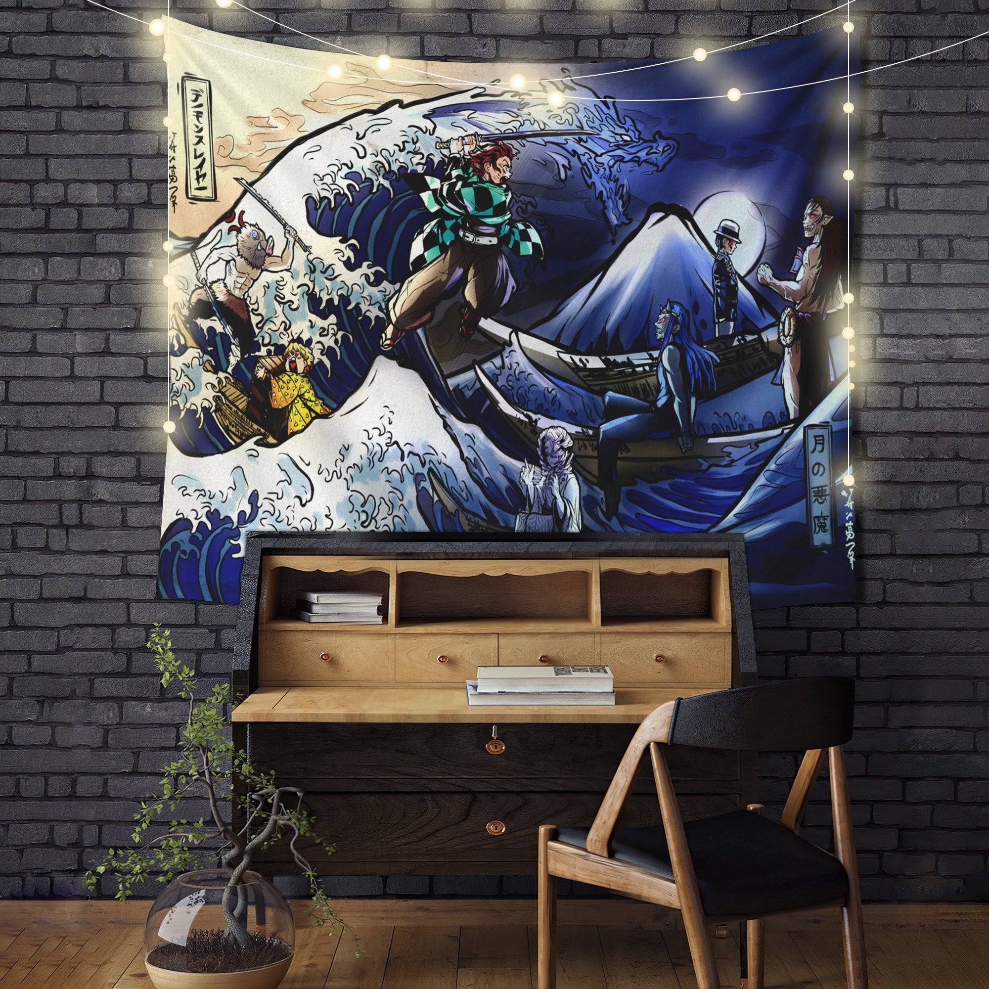 The Great Wave Demon Slayer Tapestry Room Decor