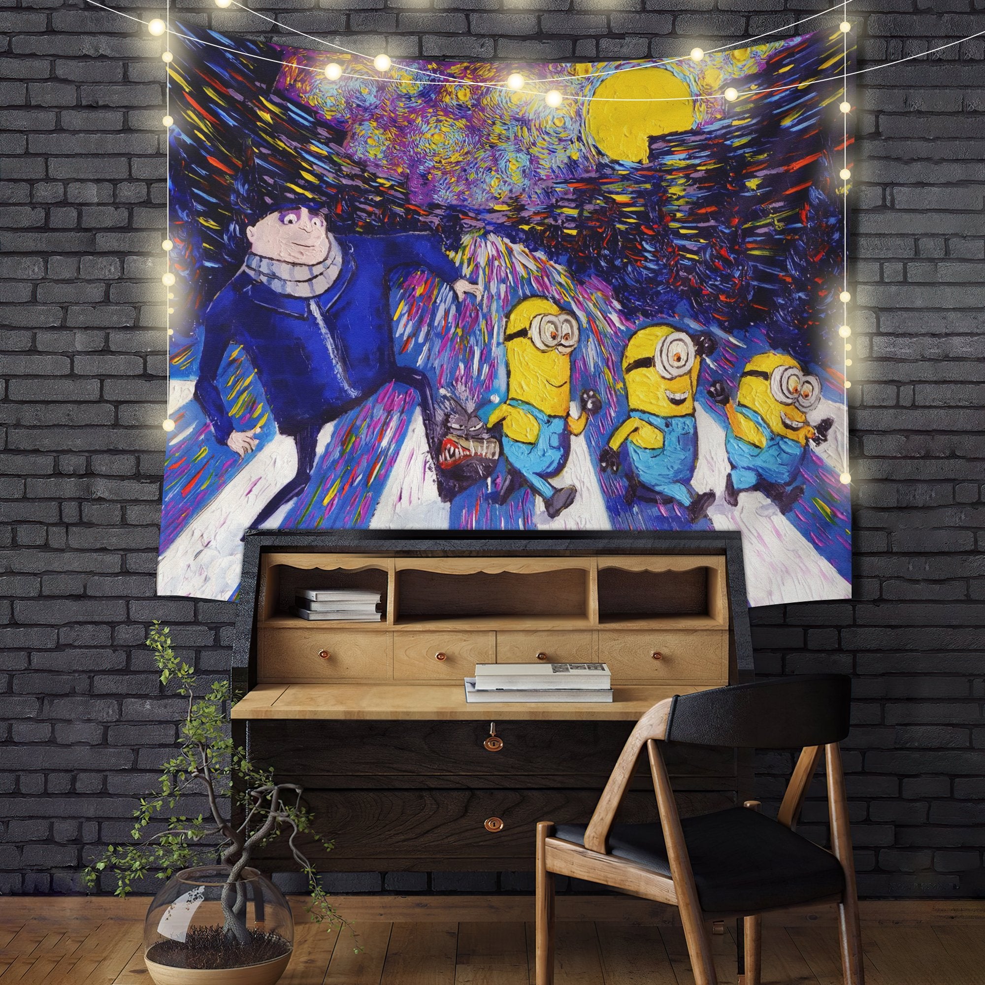 Starry Night Despicable Me Minions Tapestry Room Decor