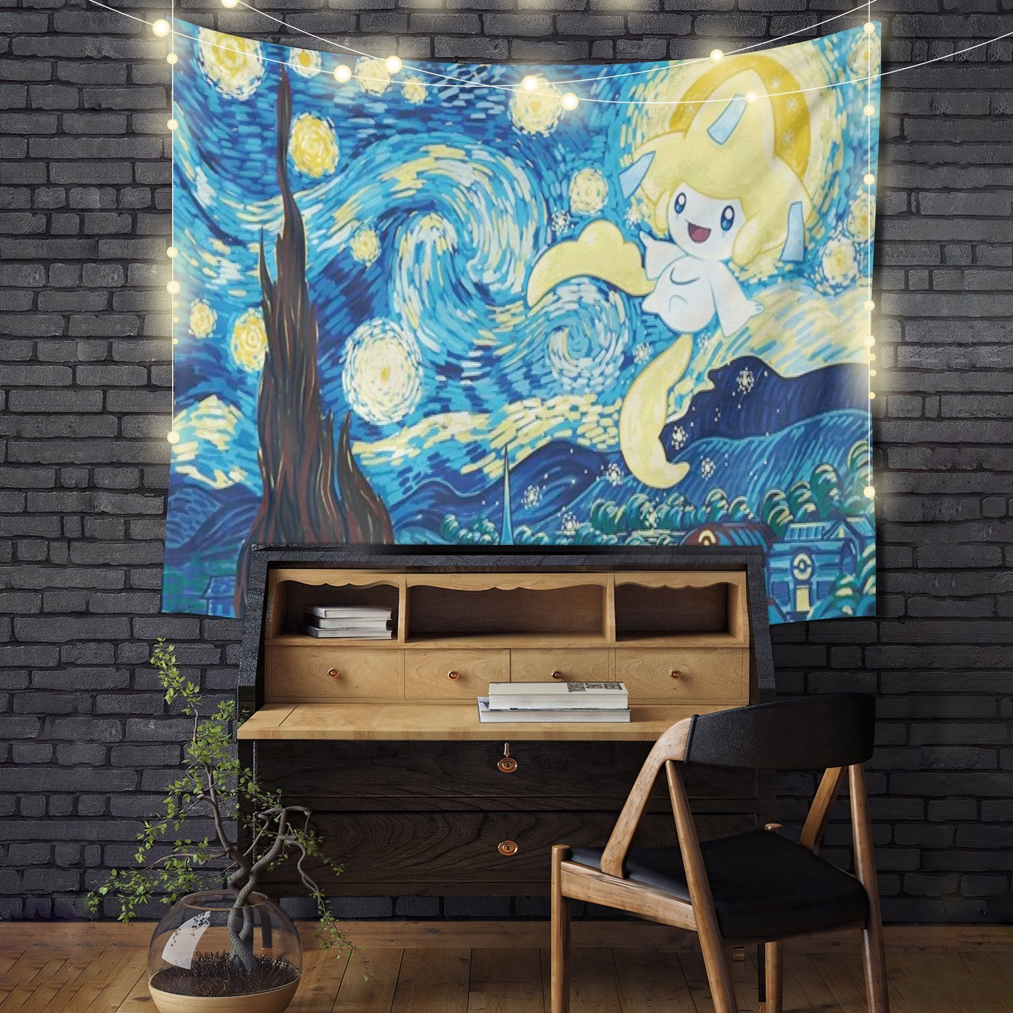 Starry Night Jirachi Pokemon Tapestry Room Decor