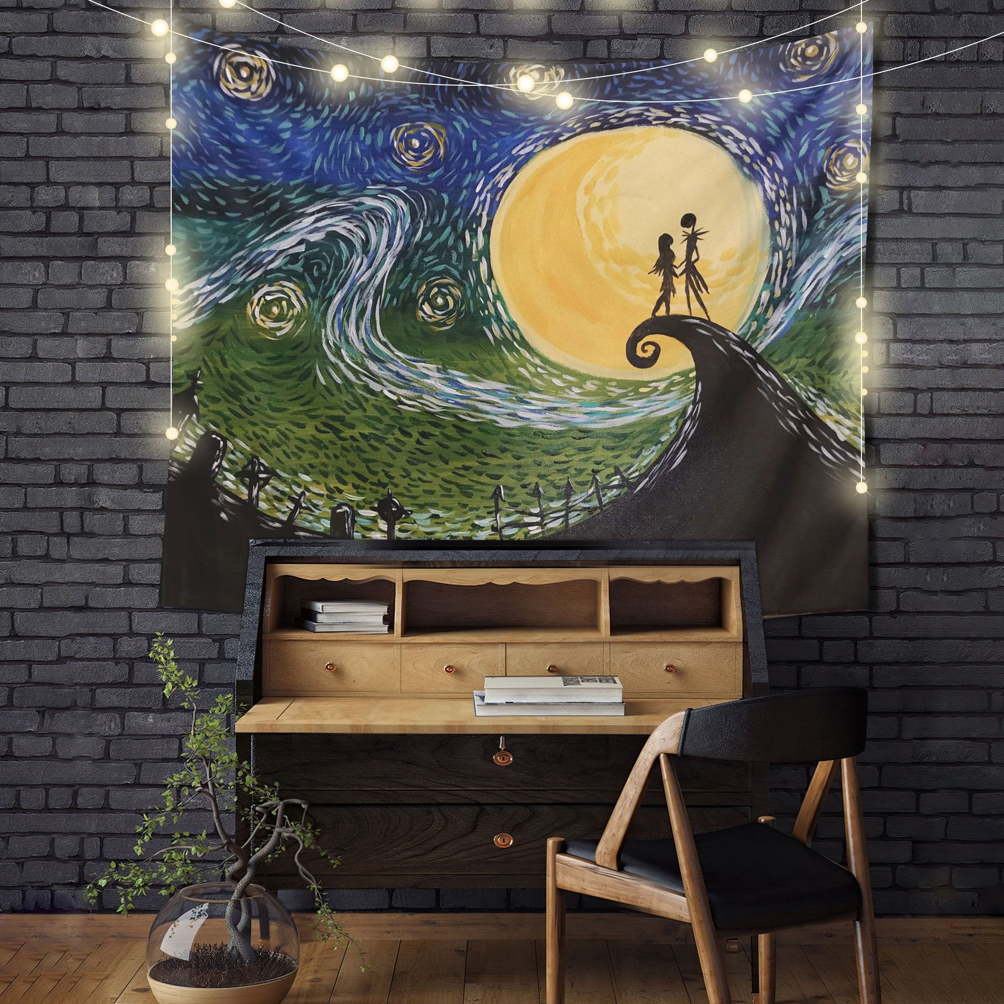 Starry Night Nightmare Before Christmas Tapestry Room Decor