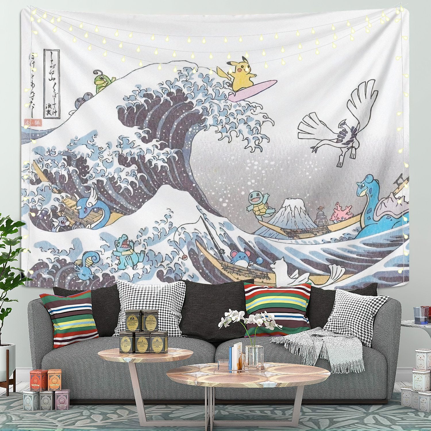 The Great Wave Pokemon Pikachu Tapestry Room Decor