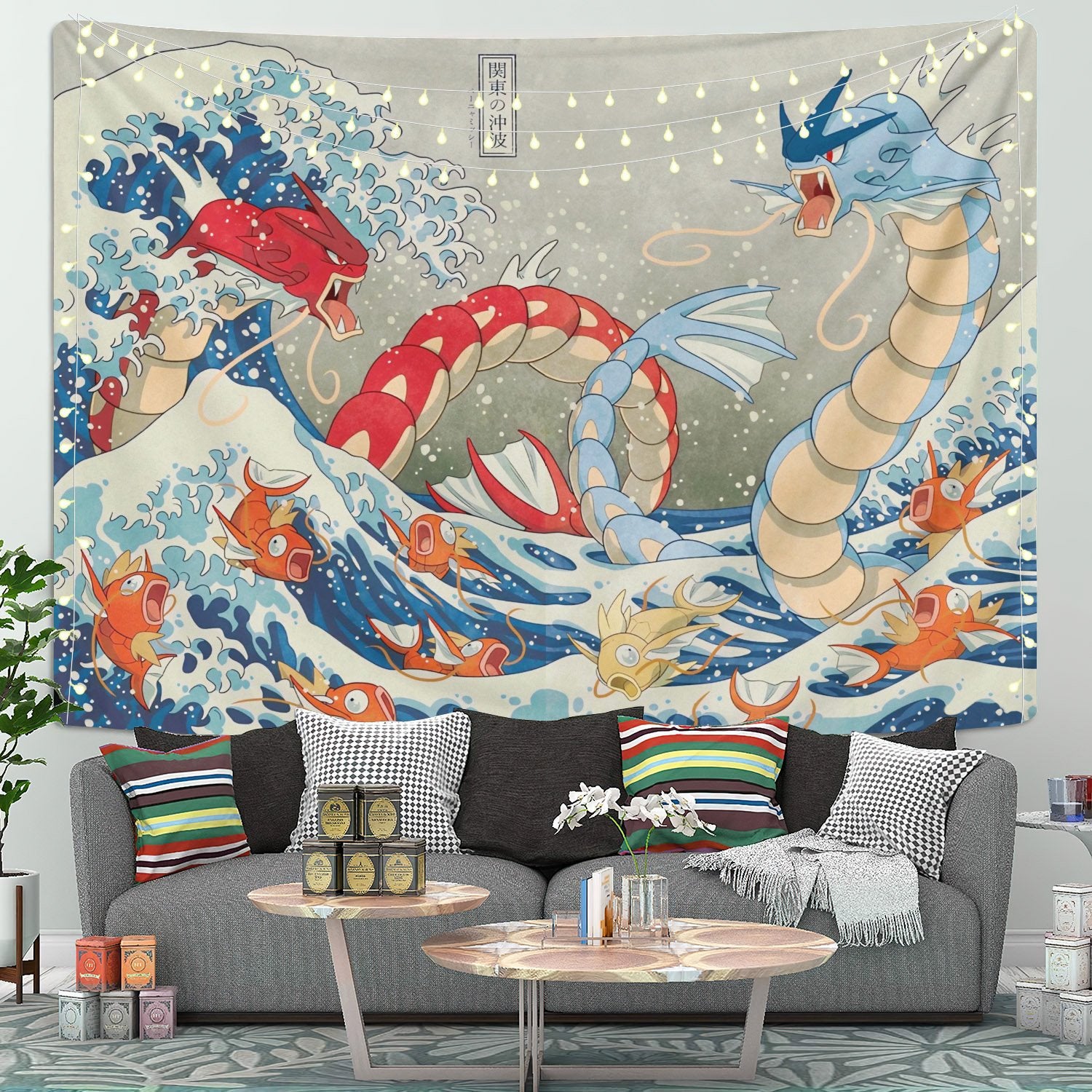 The Great Wave Pokemon Tapestry Room Decor
