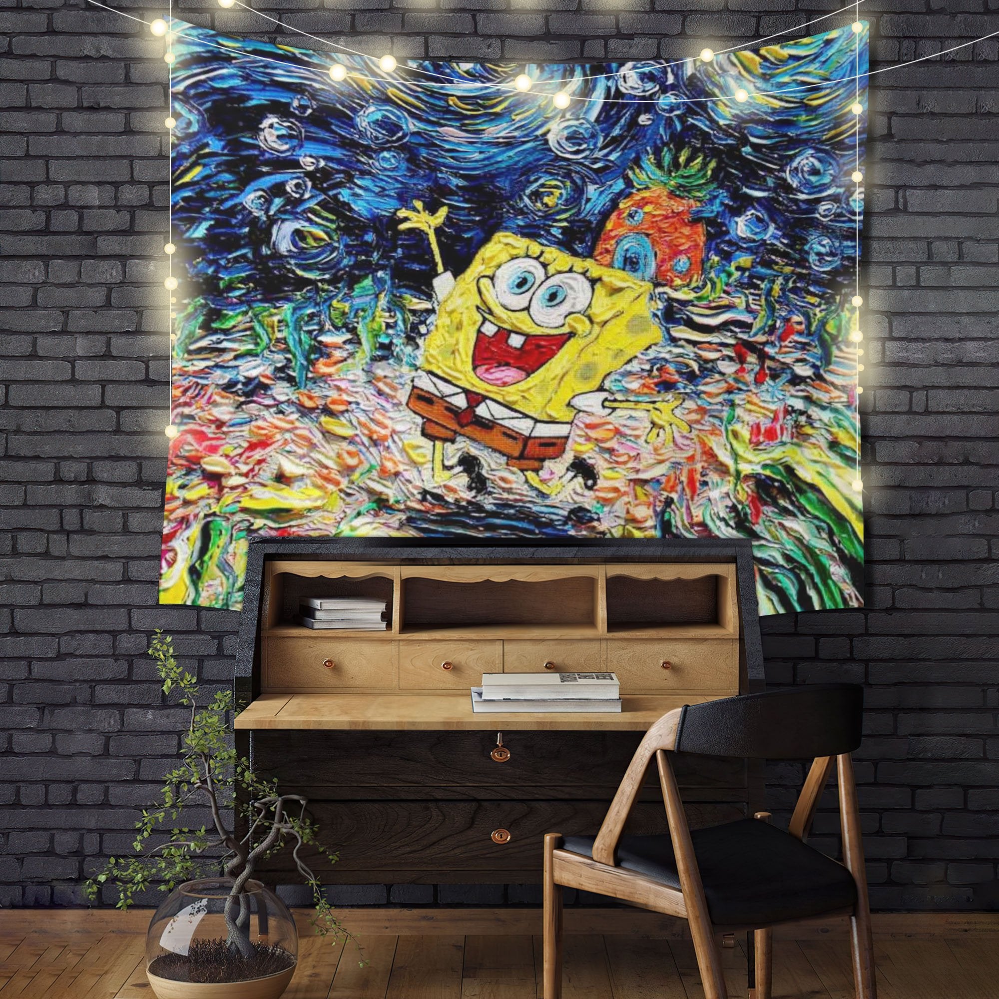 Starry Night SpongeBob Tapestry Room Decor