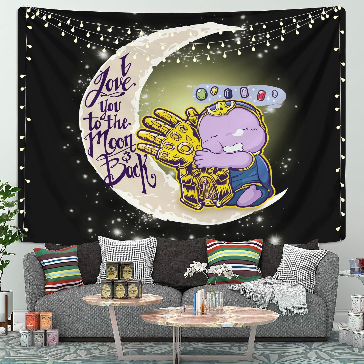 Thanos Love You To The Moon Tapestry Room Decor