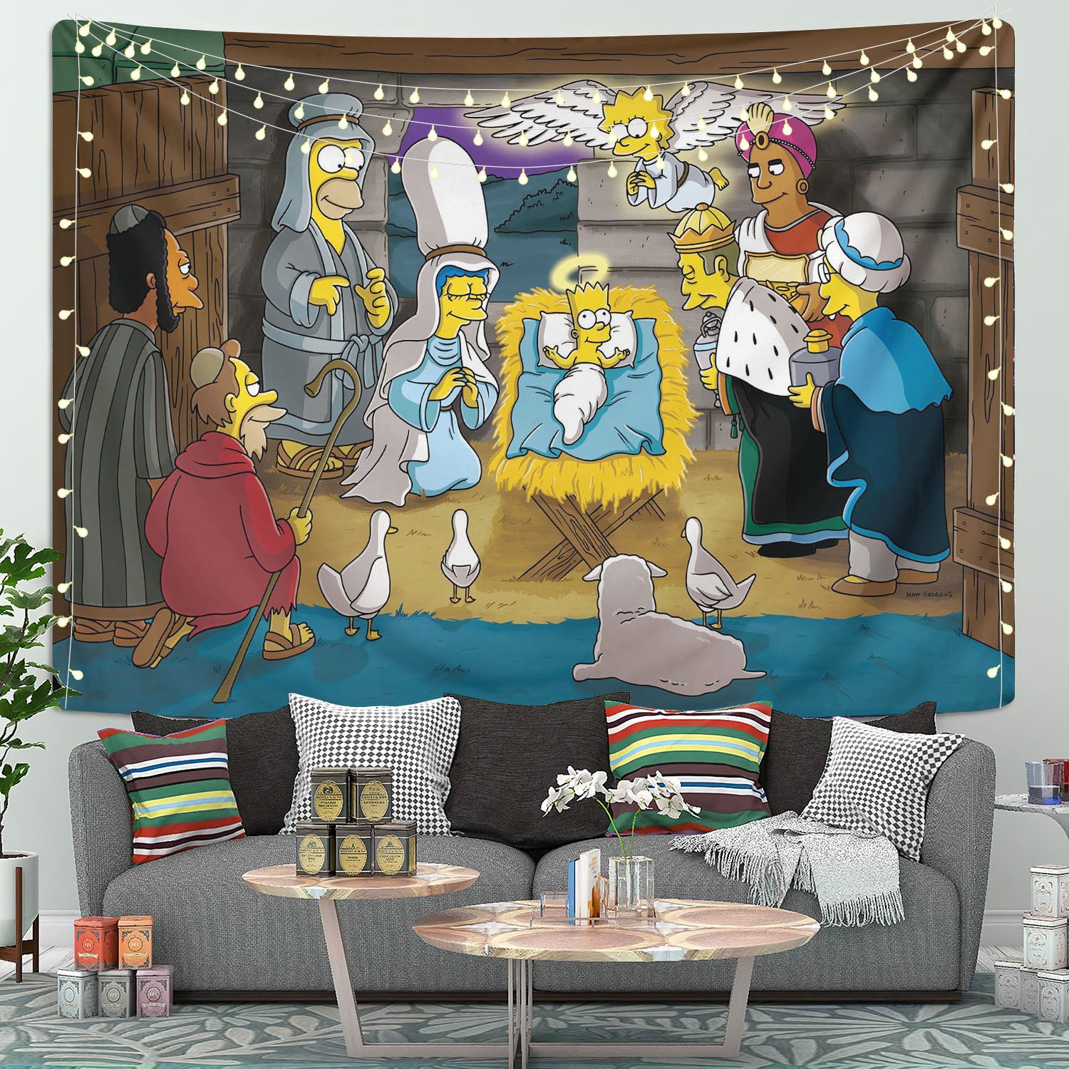 The Simpsons Jesus Tapestry Room Decor