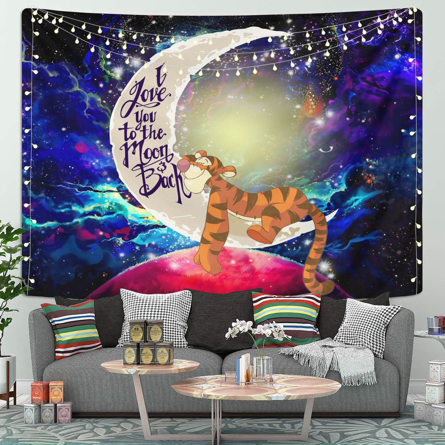 Tiger Moon And Back Tapestry Room Decor