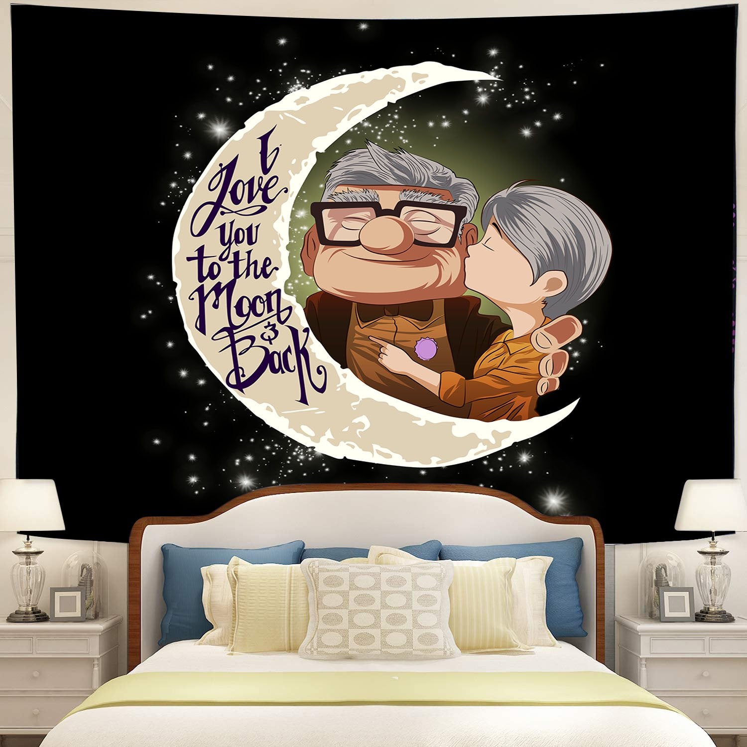 Up Movie Couple Love You To The Moon Tapestry Room Decor