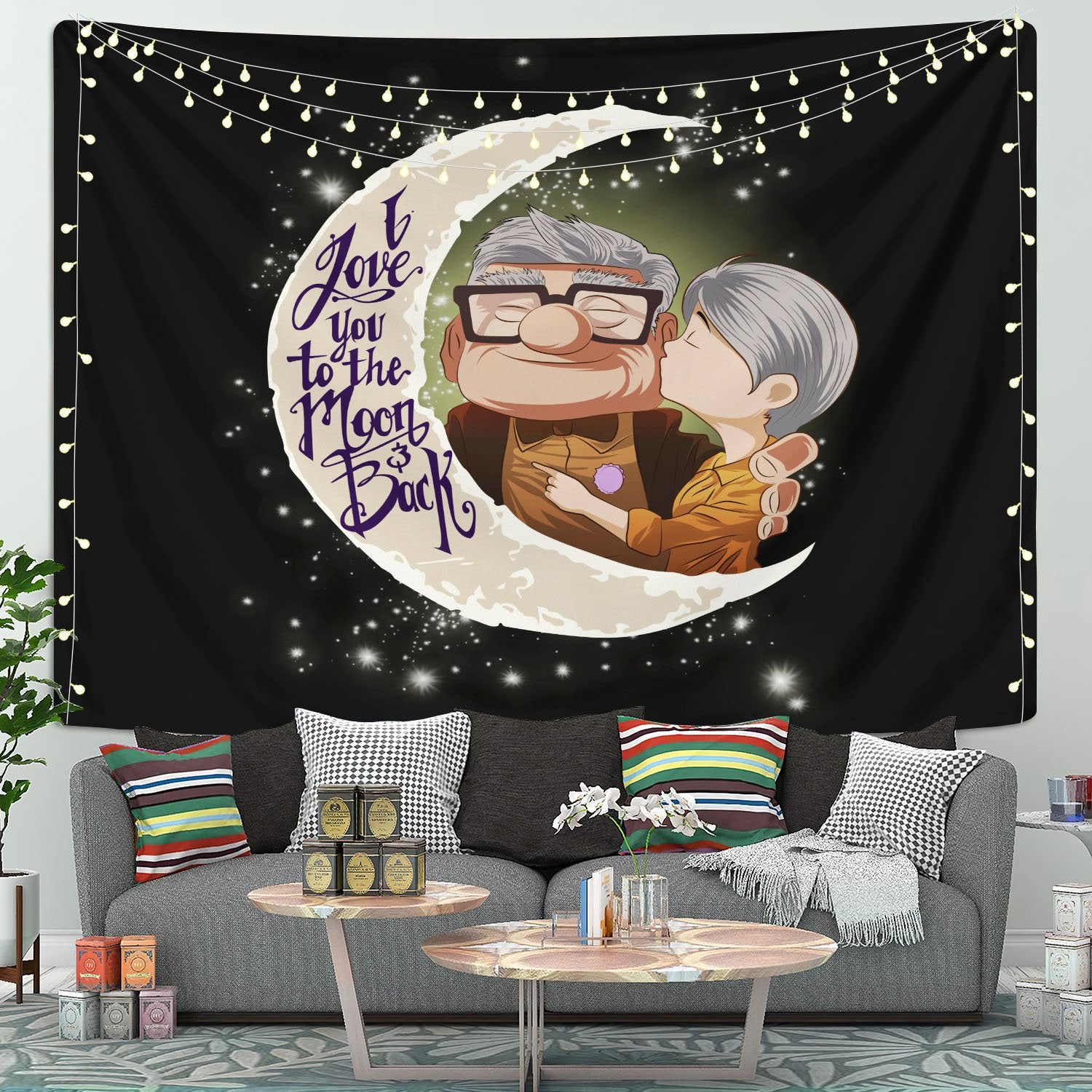 Up Movie Couple Love You To The Moon Tapestry Room Decor