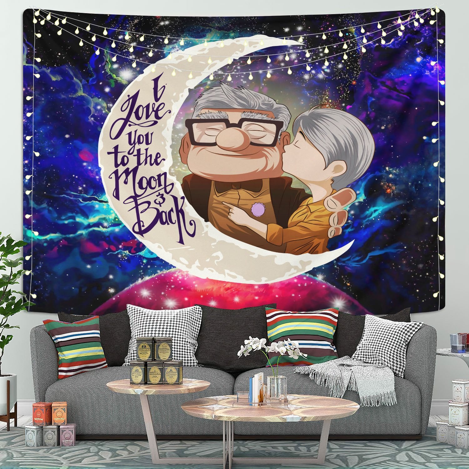 Up Movie Couple Love Moon And Back Tapestry Room Decor