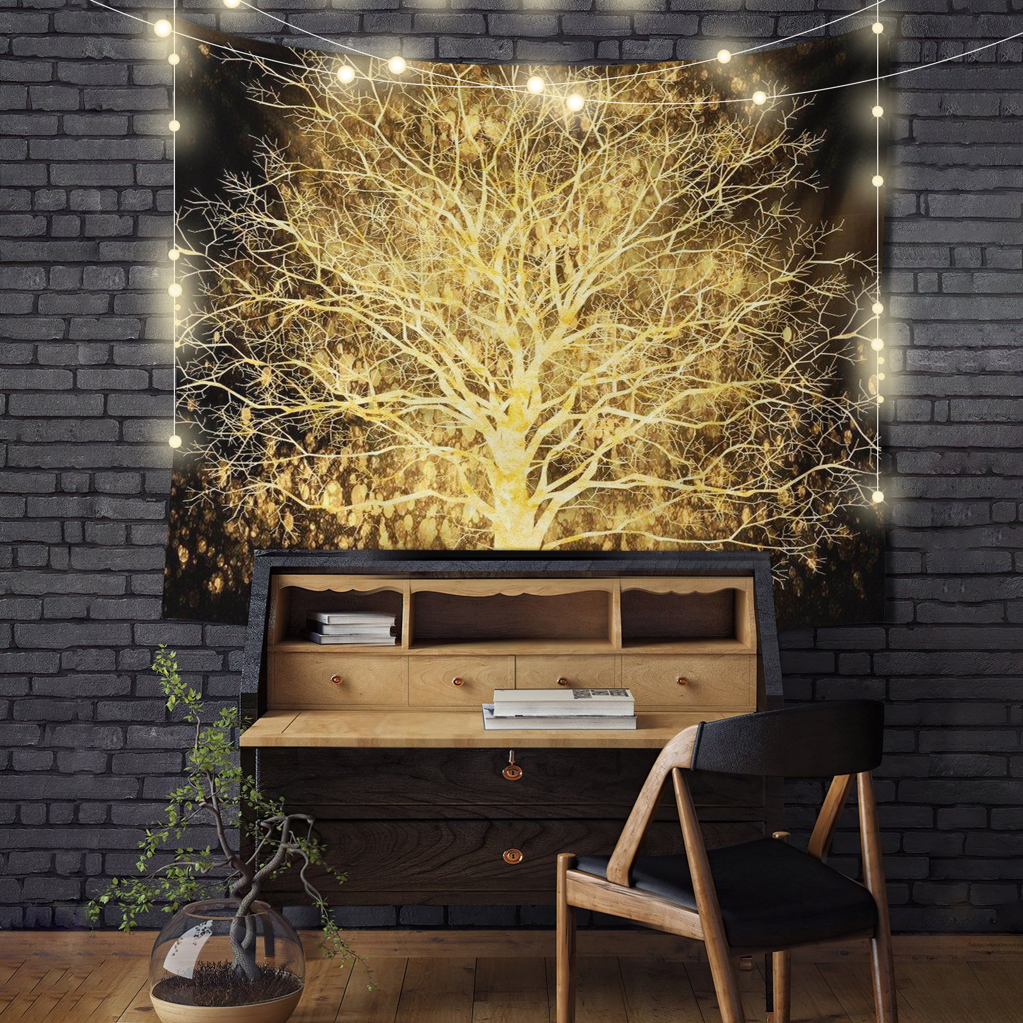 Yellow Light Tree Tapestry Room Decor