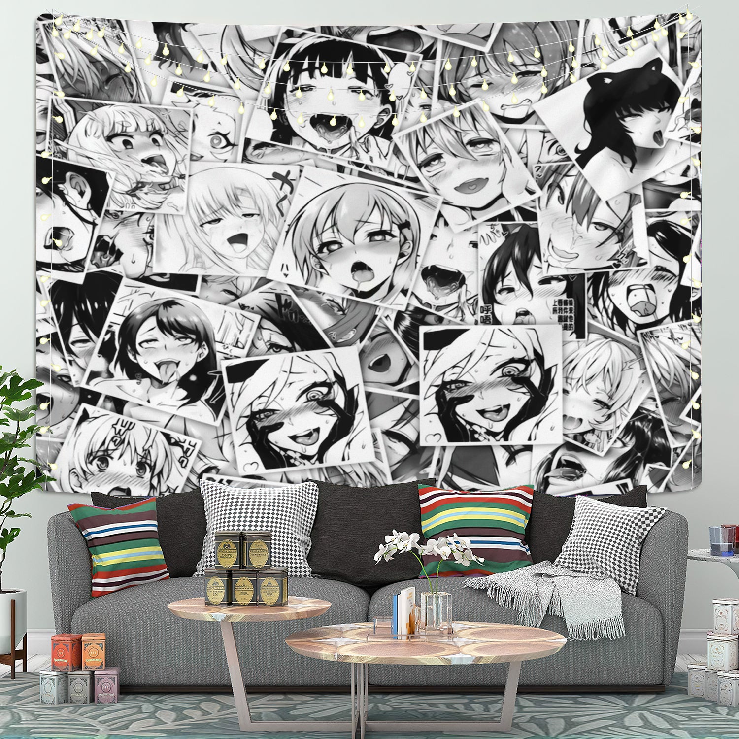 Ahegao Anime Girl Tapestry Room Decor