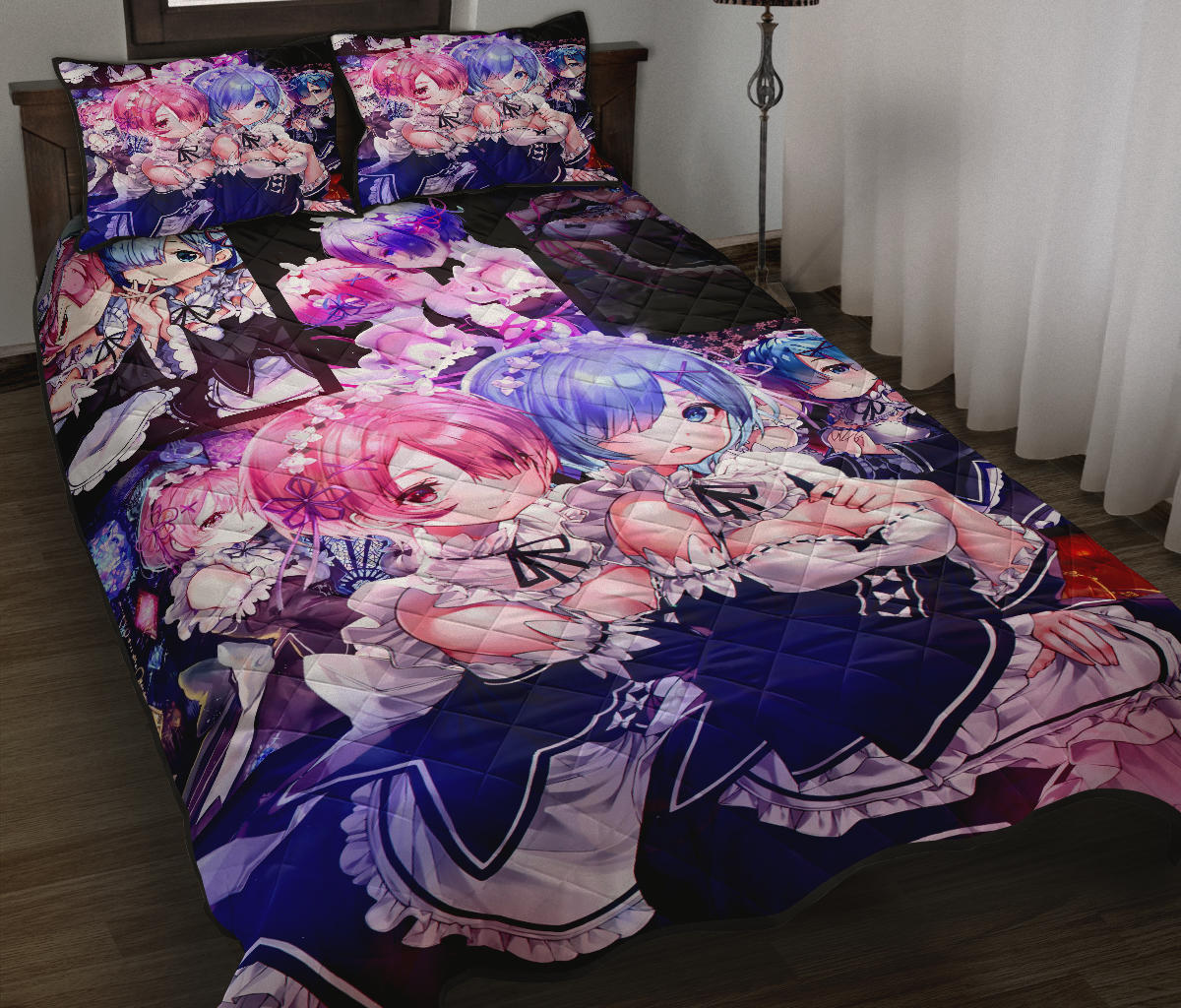 Ram And Rem Anime Girl Re Zero Quilt Bed Sets