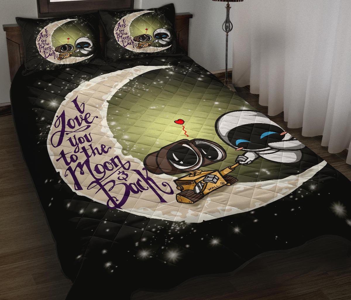 Wall E Couple To The Moon Quilt Bed Sets