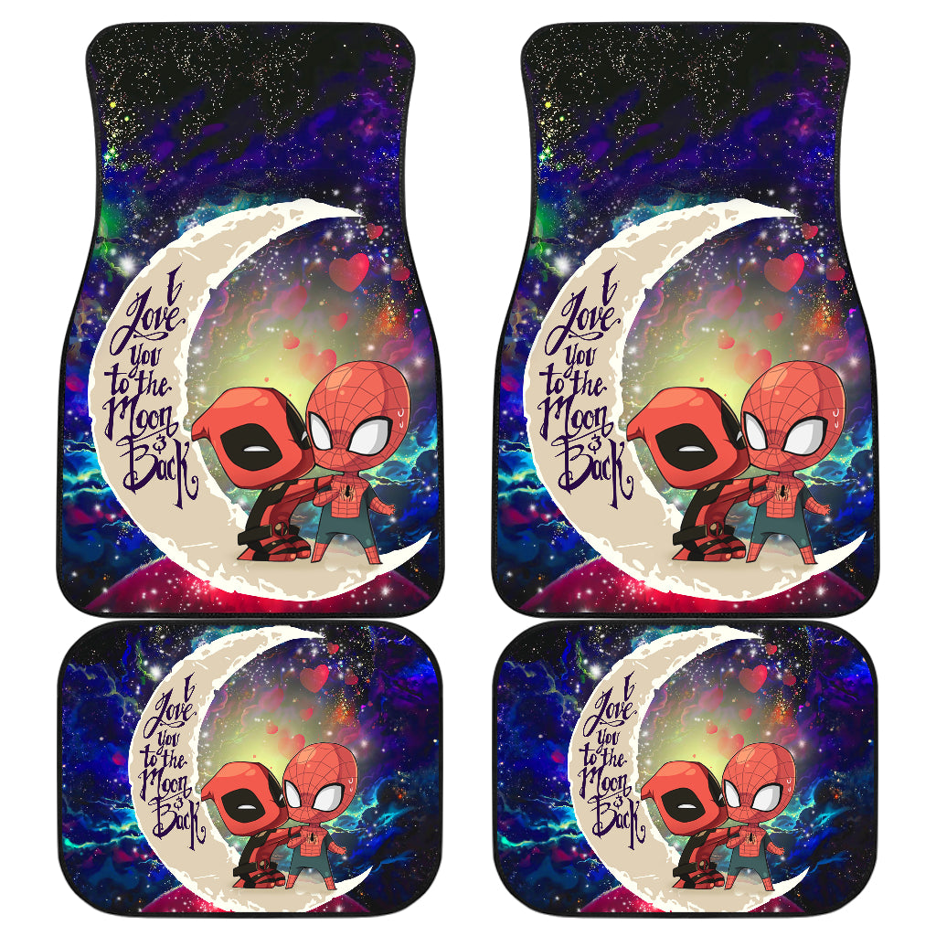 Spiderman And Deadpool Couple Love You To The Moon Galaxy Car Mats