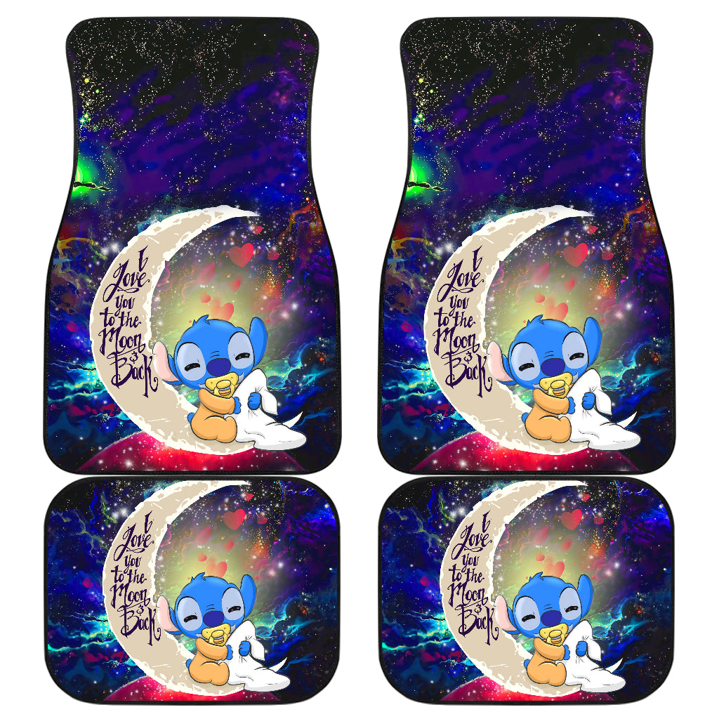 Cute Baby Stitch Sleep Love You To The Moon Galaxy Car Mats