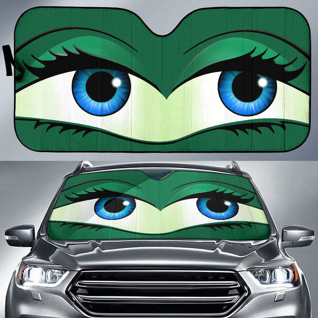 Funny Cute Anime Lady Cartoon Girly Green Car Auto Sunshades