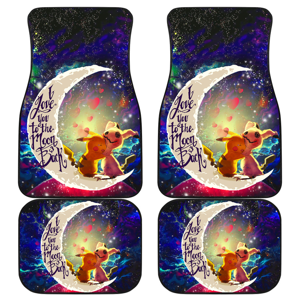 Cute Pikachu Mimikyu Love You To The Moon Galaxy Car Mats