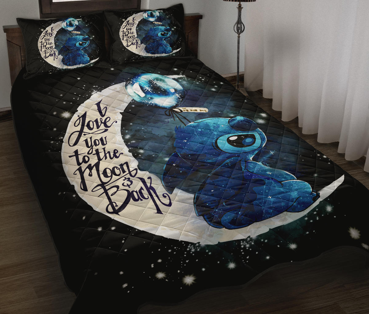 Stitch Love Moon And Back Premium Custom Quilt Bed Sets