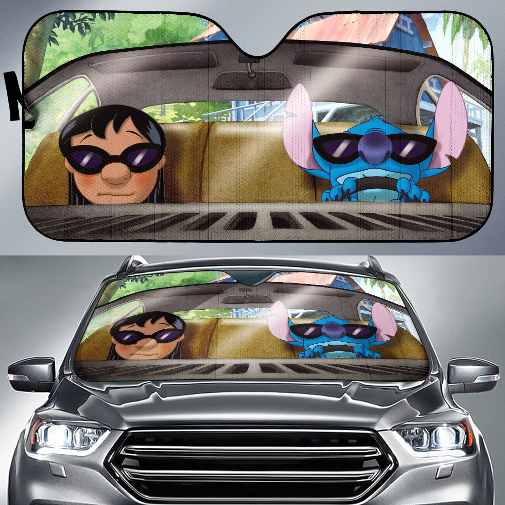 Lilo And Stitch Funny Sunglasses Car Auto Sun Shades Windshield Accessories Decor Gift