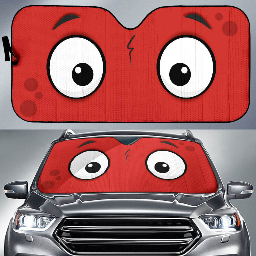 Red Slight Surprised Cartoon Eyes Car Auto Sunshades