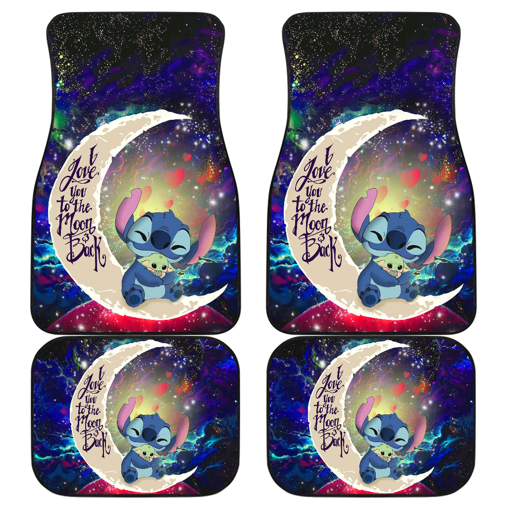 Stitch Hold Baby Yoda Love You To The Moon Galaxy Car Mats