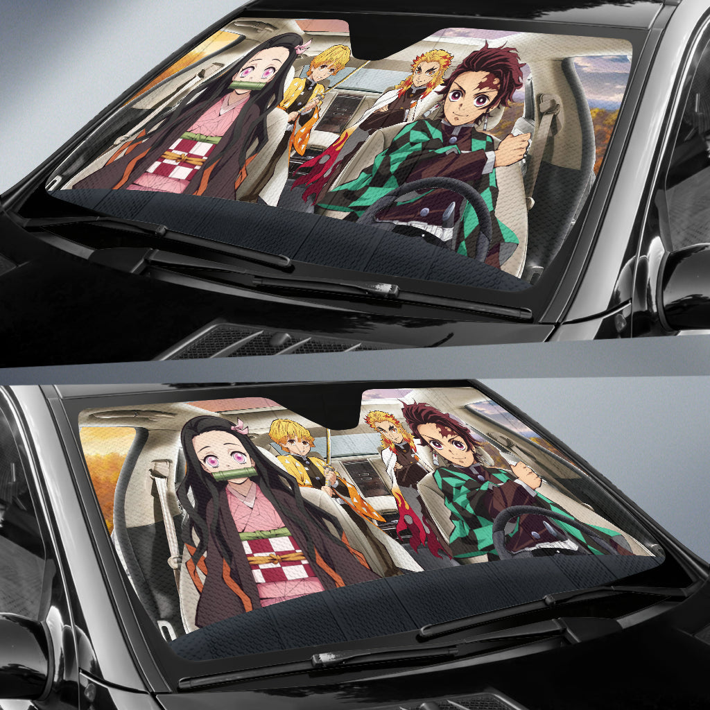 Anime Demon Slayer Team Car Auto Sun Shades Windshield Accessories Decor Gift