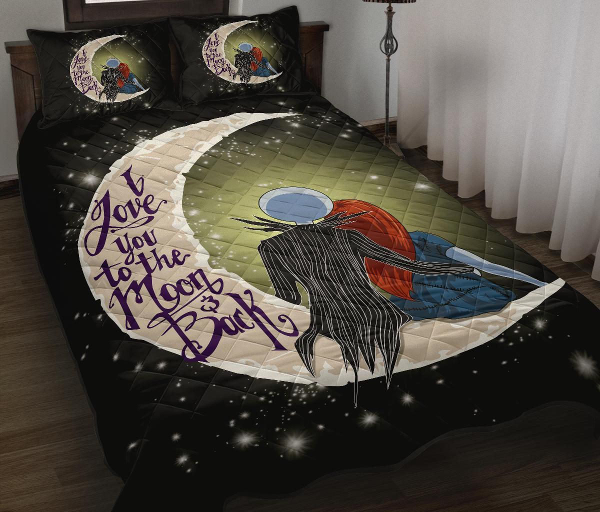 Jack And Sally Nightmare Before Christmas To The Moon Quilt Bed Sets