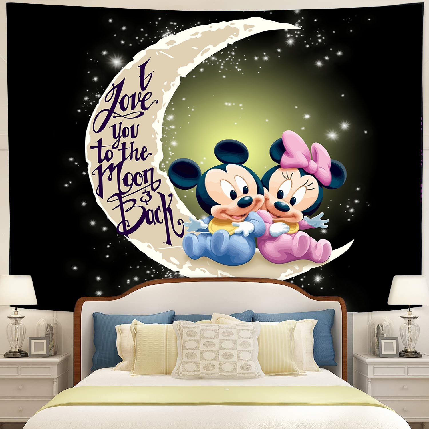 Mice Couple Love You To The Moon Tapestry Room Decor
