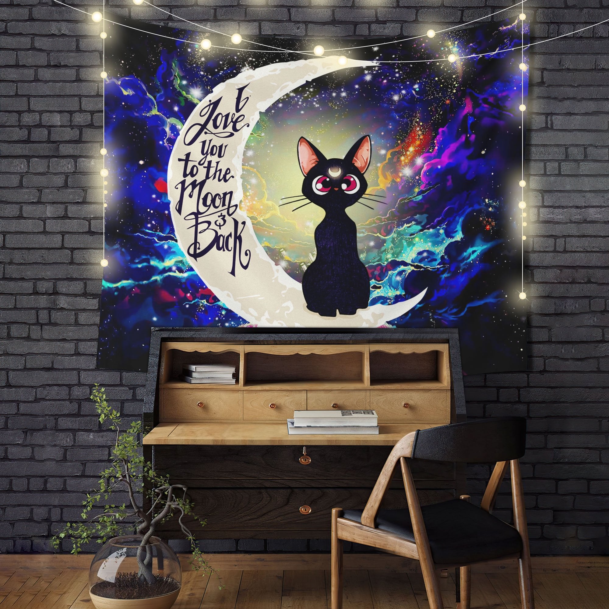 Sailor Moon Cat Moon And Back Tapestry Room Decor