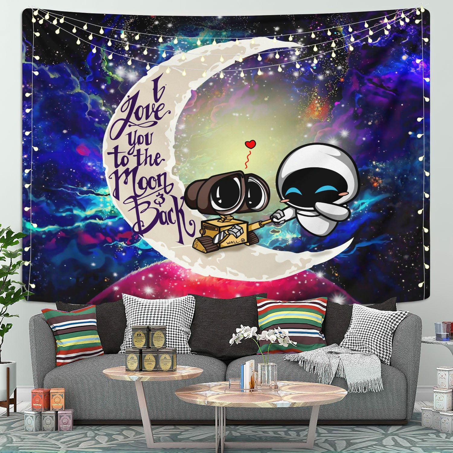 Wall-E Moon And Back Tapestry Room Decor