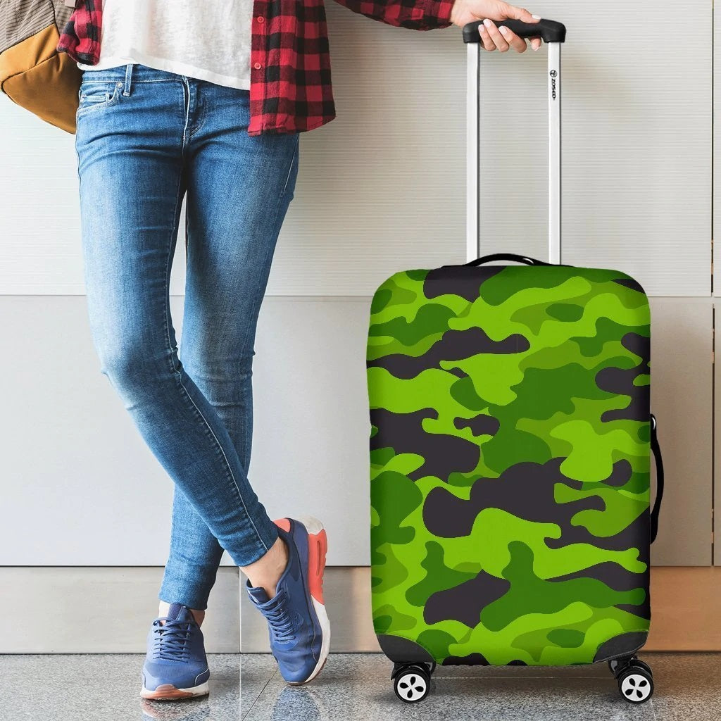 Green Kelly Camo Print Luggage Cover Suitcase Protector