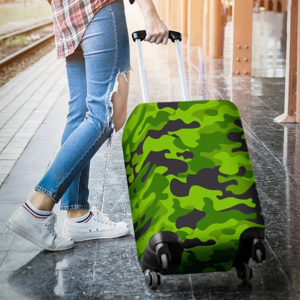 Green Kelly Camo Print Luggage Cover Suitcase Protector