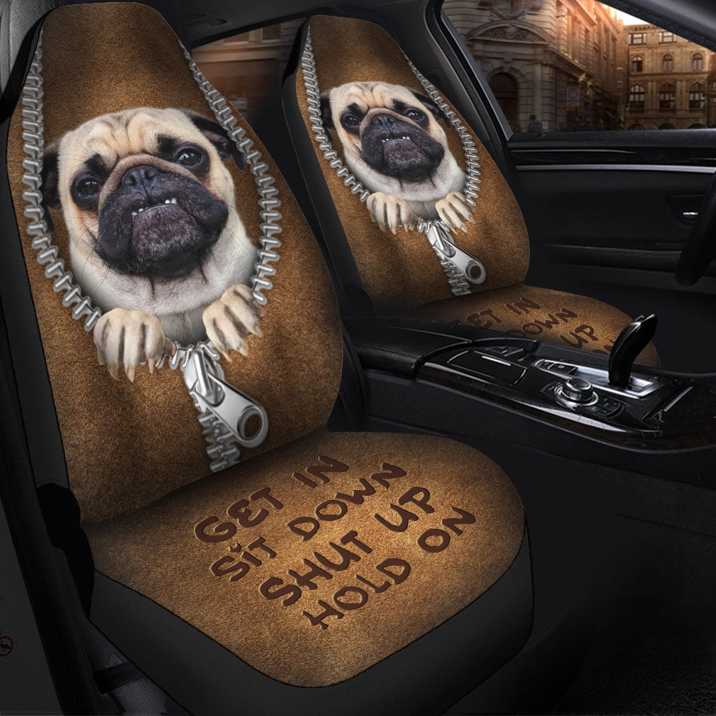 HOT Pug Get In Sit Down Shut Up Hold On Car Seat Covers