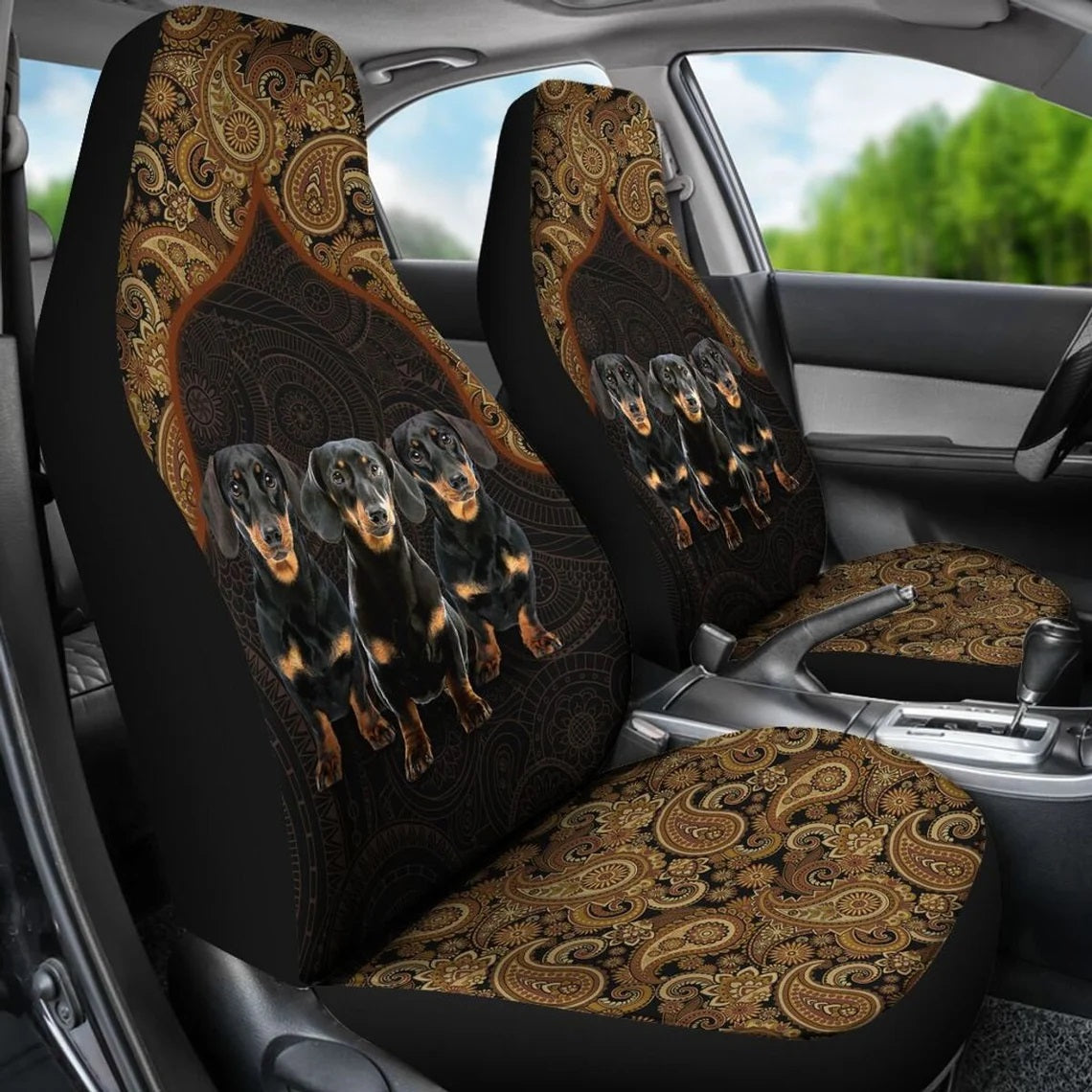 Dachshund Mandala Style Custom Car Seat Covers