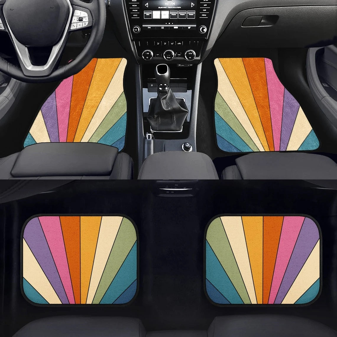 Retro Stripes Hippie Car Floor Mats Car Accessories