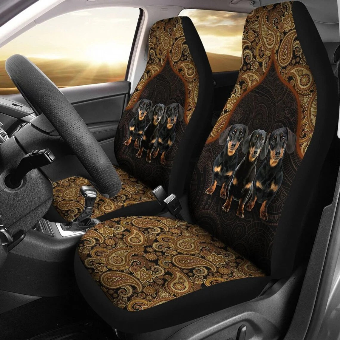 Dachshund Mandala Style Custom Car Seat Covers