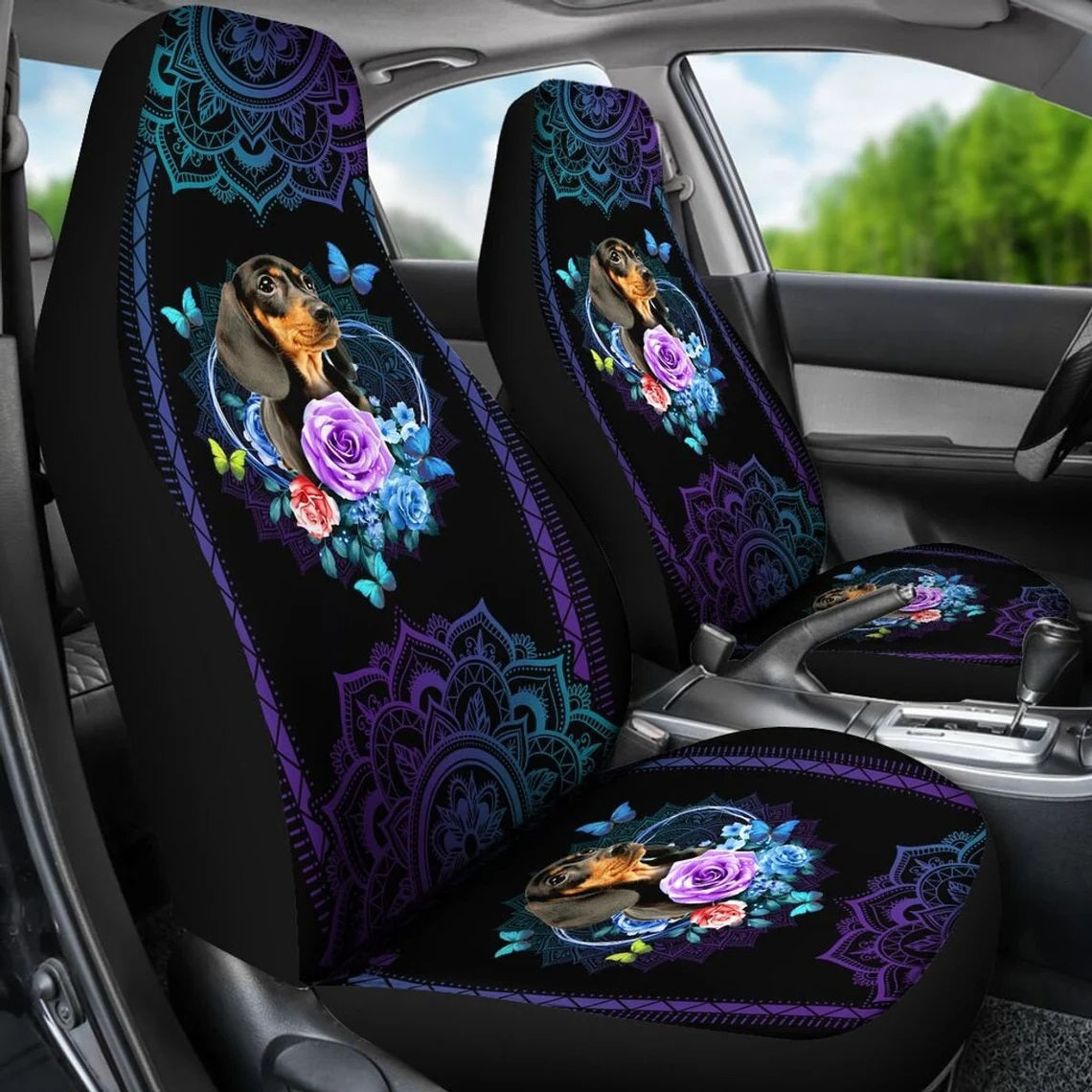 Mandala Style Dachshund Custom Car Seat Covers