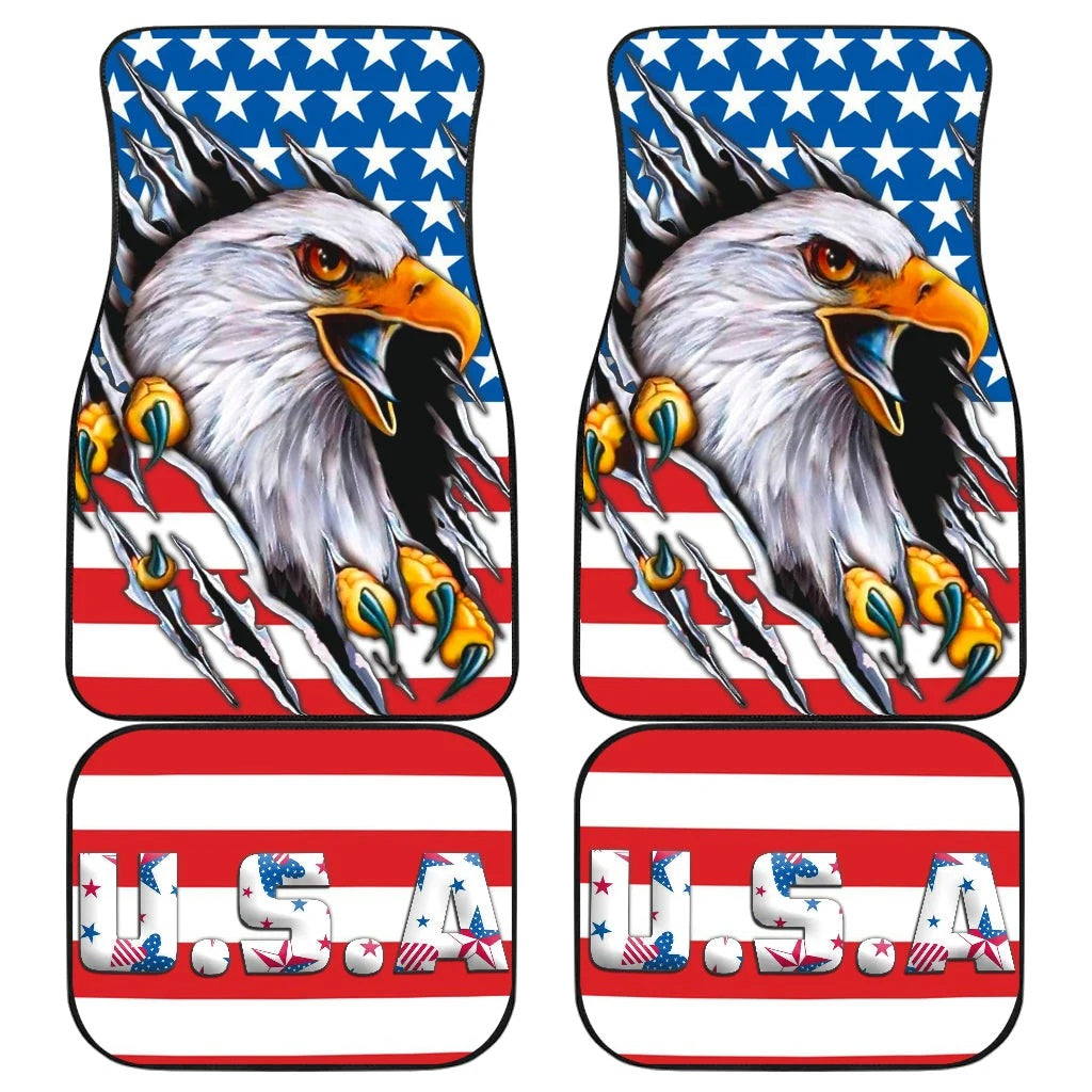 US Independence Day Bald Eagle Breaking Though Claw Scratch Car Floor Mats Car Accessories