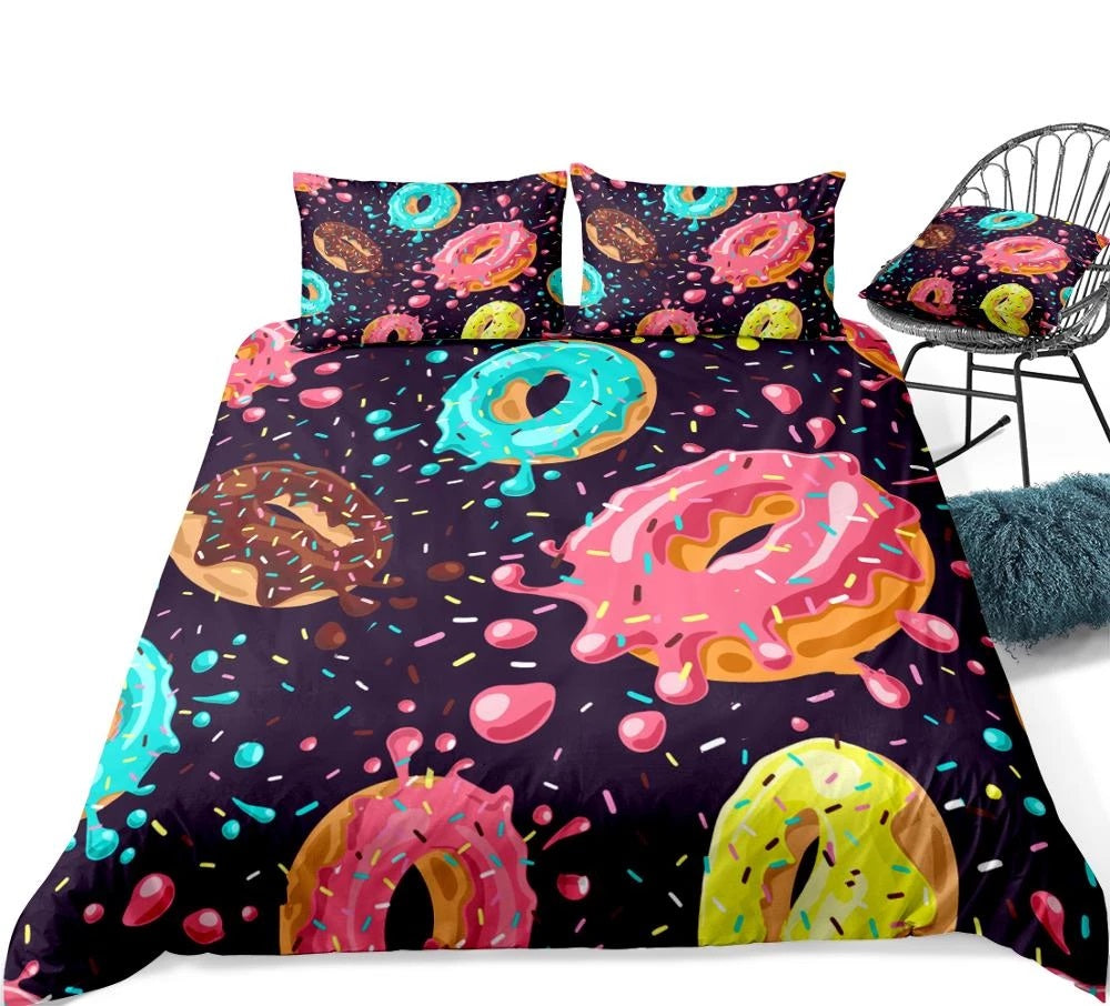 Donuts Duvet Bedding Set Duvet Cover And 2 Pillowcases