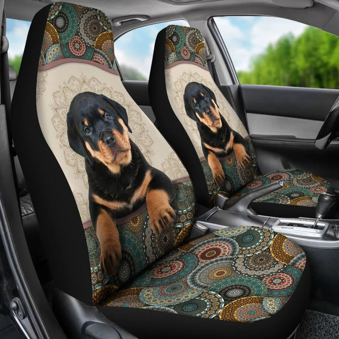 Rottweiler Mandala Custom Car Seat Covers